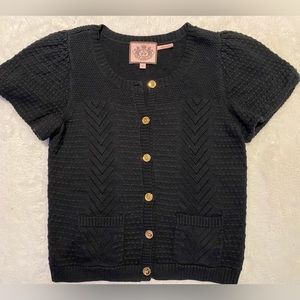 EUC JUICY COUTURE S/S Cottage Cardigan Sweater Size Small Black